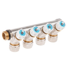 Коллектор с отсекающими вентилями 3/4"x4 вых. (16 х 2.0) AV Engineering