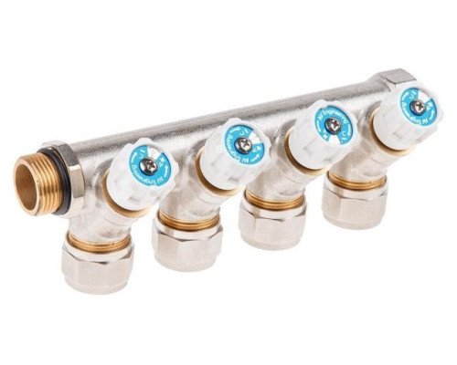  Коллектор с отсекающими вентилями 3/4x4 вых. (16 х 2.0) AV Engineering 