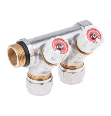 Коллектор с отсекающими вентилями 3/4"x2 вых. (16 х 2.0) AV Engineering