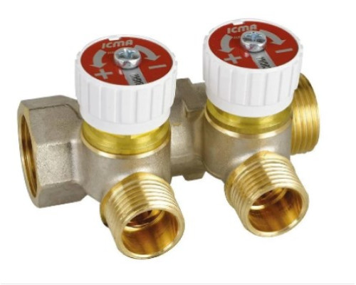  Коллектор с отсекающими кранами 3/4x1/2 2 вых. ICMA 