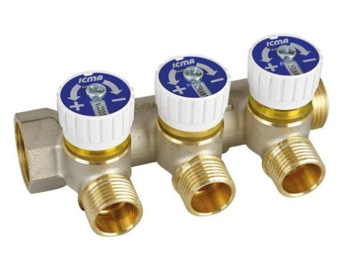  Коллектор с отсекающими кранами 3/4x1/2 3 вых. ICMA 