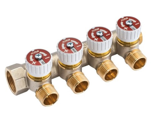  Коллектор с отсекающими кранами 3/4x1/2 4 вых. ICMA 